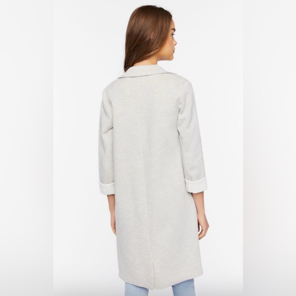 Forever 21 Gray Longline Open Front Duster Coat Minimalist | Size S - Picture 8 of 14